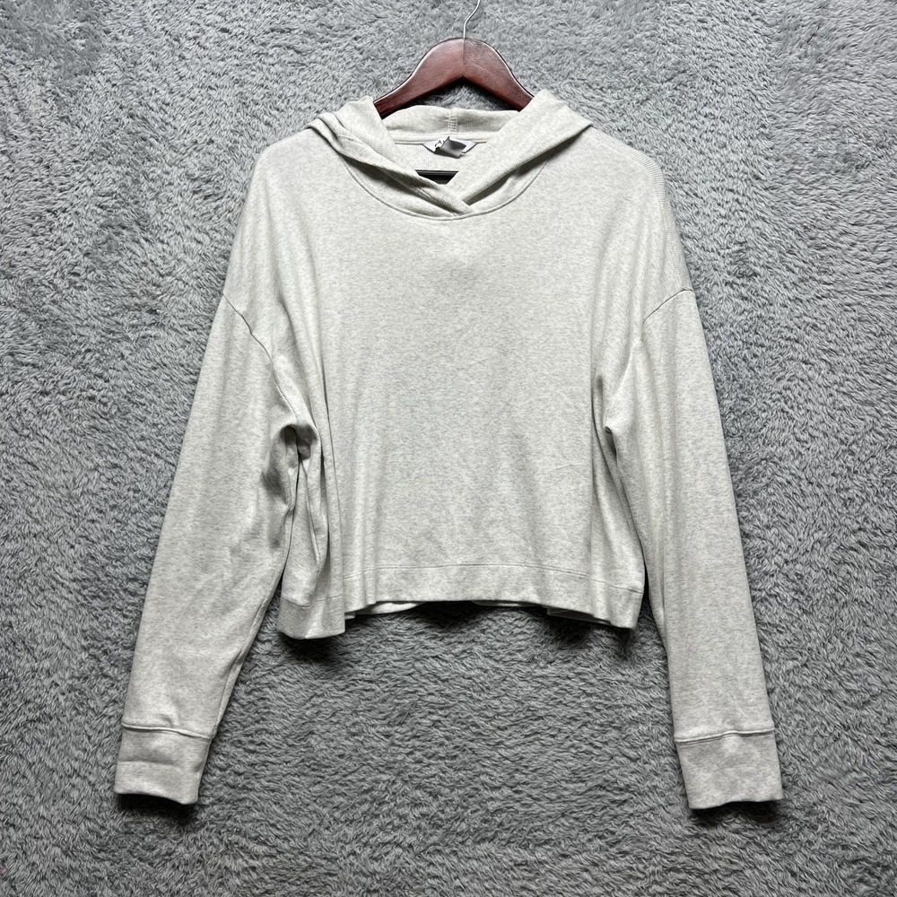 Athleta Untempo Crop Hoodie Womens Medium Heathered Gray Lightweight Relaxed